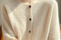 Image 2 of Merino Wool Cardigan – Creme White