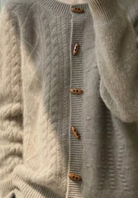 Image 2 of Merino Wool Cable Knit Cardigan – Camel 