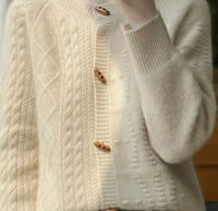 Image 1 of Merino Wool Cable Knit Cardigan – Natural Beige