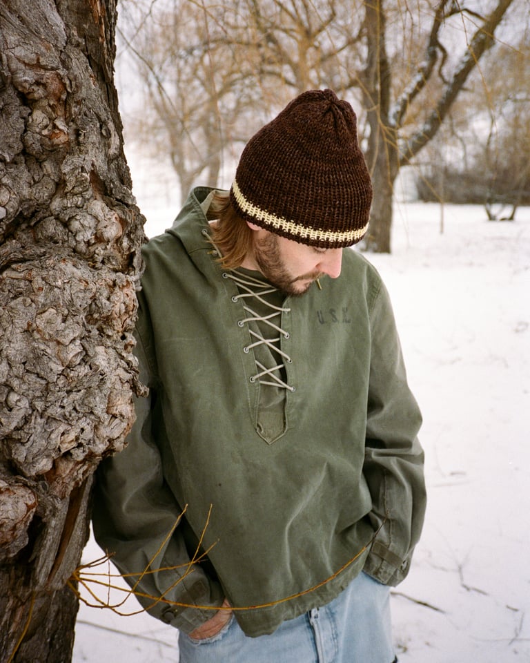 Striped Easy Beanie - Chocolate/ Butter Image 4