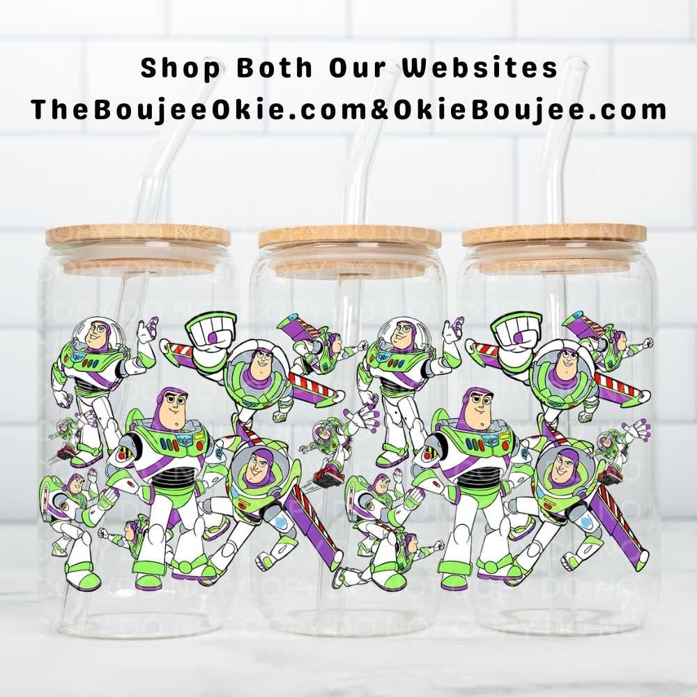 Image of Toy Story Buzz Lightyear Double-Sided UV DTF Wrap | 16oz Glass Can Tumbler Design W0848