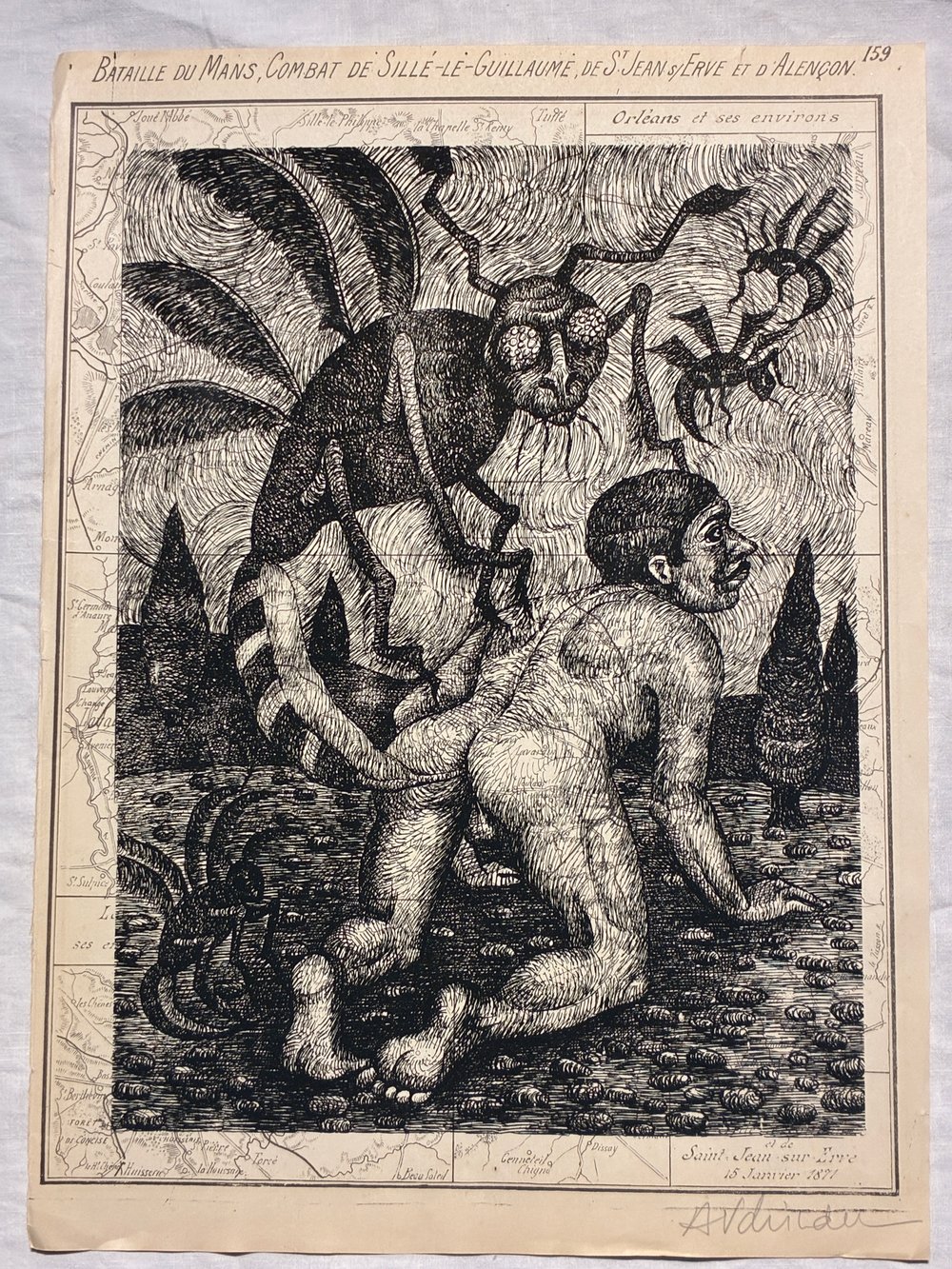 Tirages en sérigraphie de Anne Van Der Linden sur pages d'Atlas