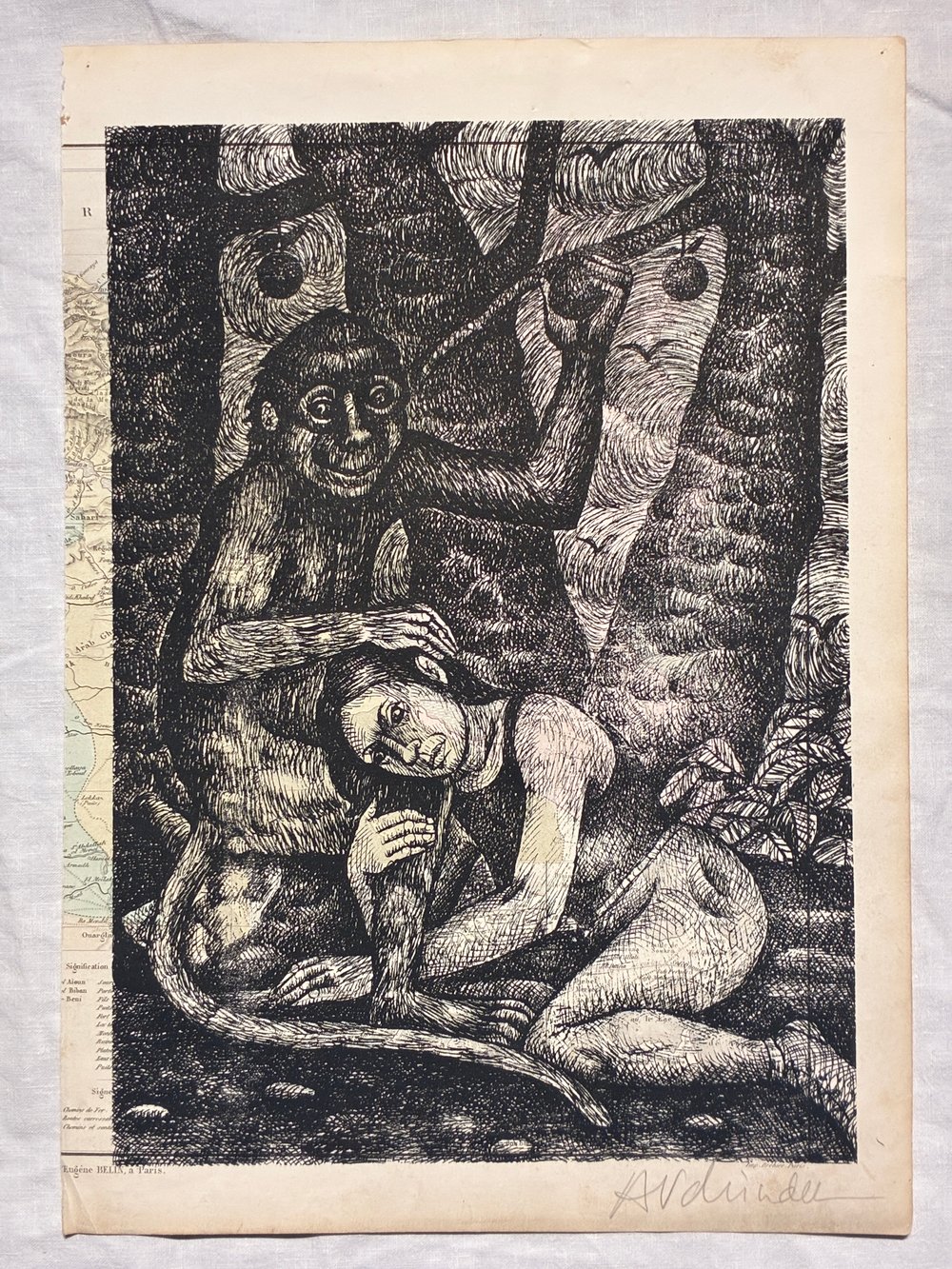 Tirages en sérigraphie de Anne Van Der Linden sur pages d'Atlas