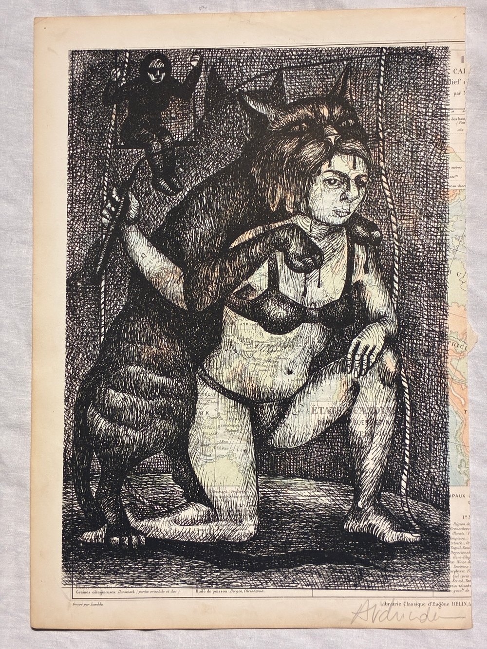 Tirages en sérigraphie de Anne Van Der Linden sur pages d'Atlas