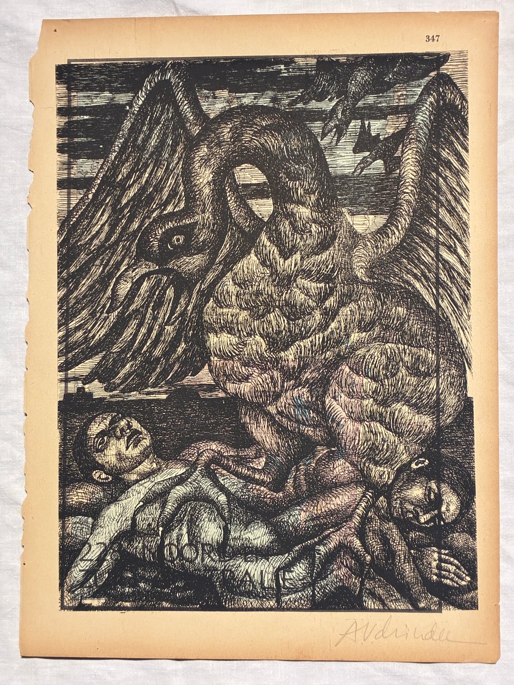 Tirages en sérigraphie de Anne Van Der Linden sur pages d'Atlas