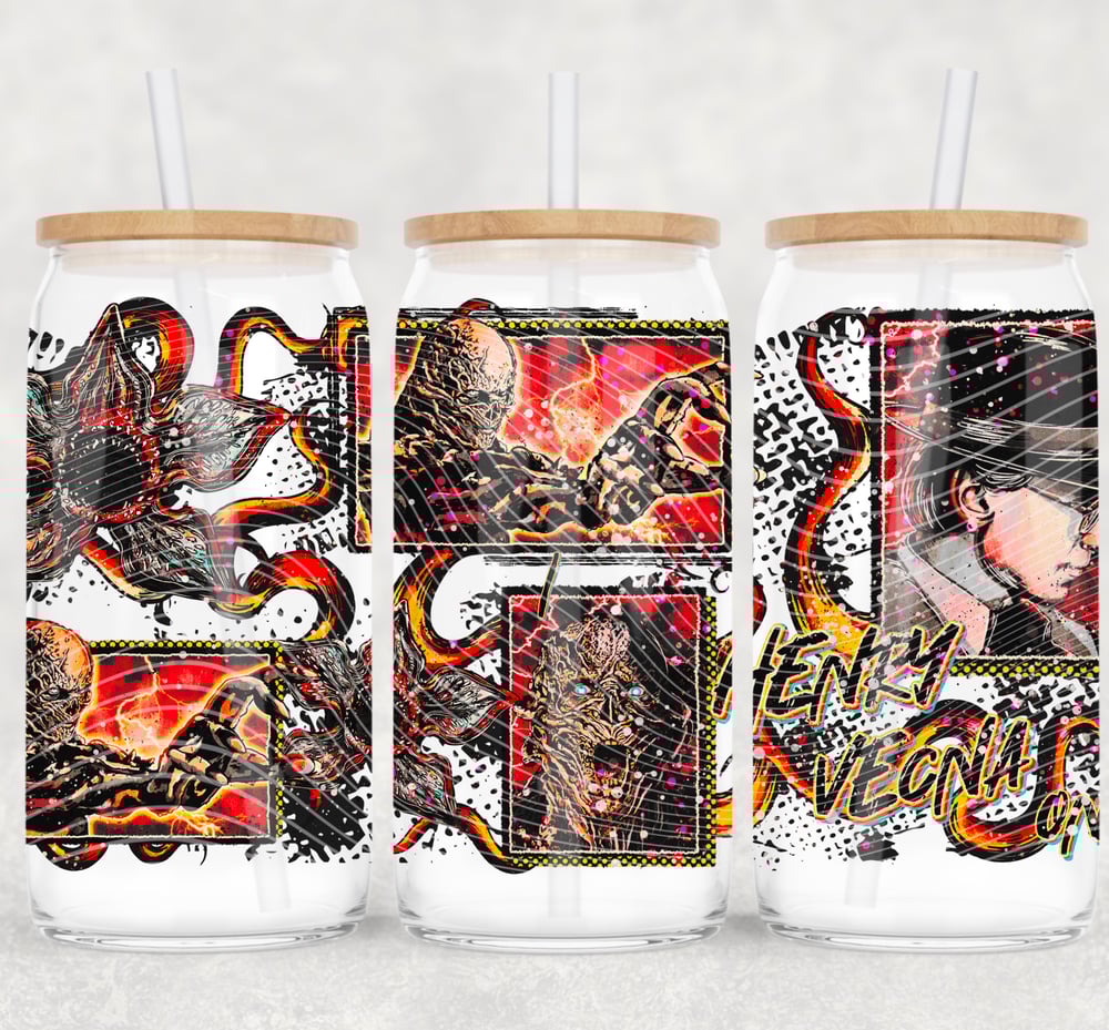 Image of Stranger Things Henry Vecna Double-Sided UV DTF Wrap | 16oz Glass Can Tumbler Design  W0816