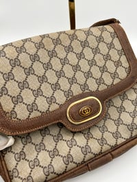 Image 2 of Gucci GG Canvas Brown Leather Vintage Crossbody Bag