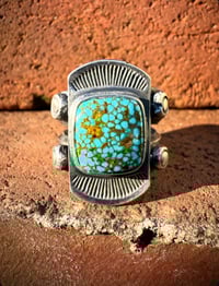 Image 2 of WL&A Handmade Old Style Wide Heavy Ingot Rain Drops Gem Grade Red Web Kingman Ring - Size 7