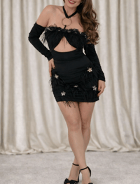 Image 3 of Black Sequin Star Feather Dress