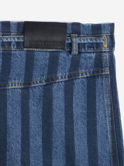 Image of 2-Falda denim rayas Stripe denim wrapped skirt