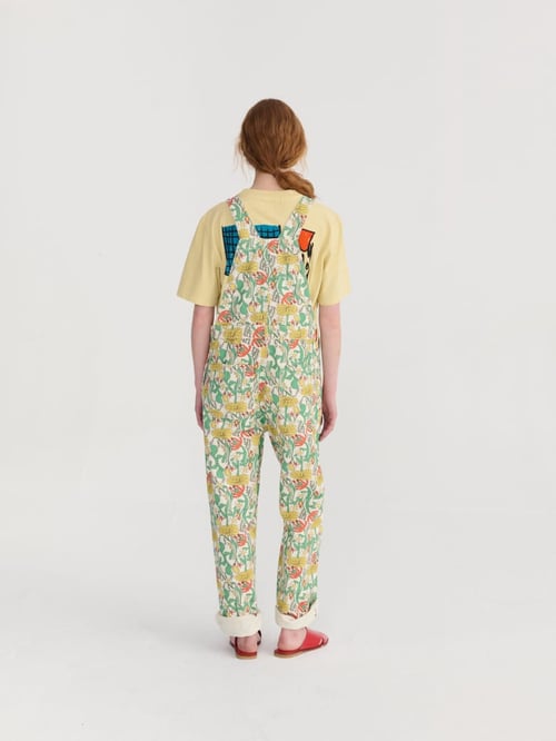 Image of 3-Mono multicolor color herbalist pattern twill dungaree