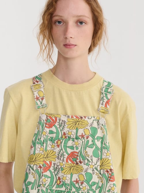 Image of 3-Mono multicolor color herbalist pattern twill dungaree