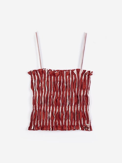 Image of 1-Top rayas fruncido striped cotton top