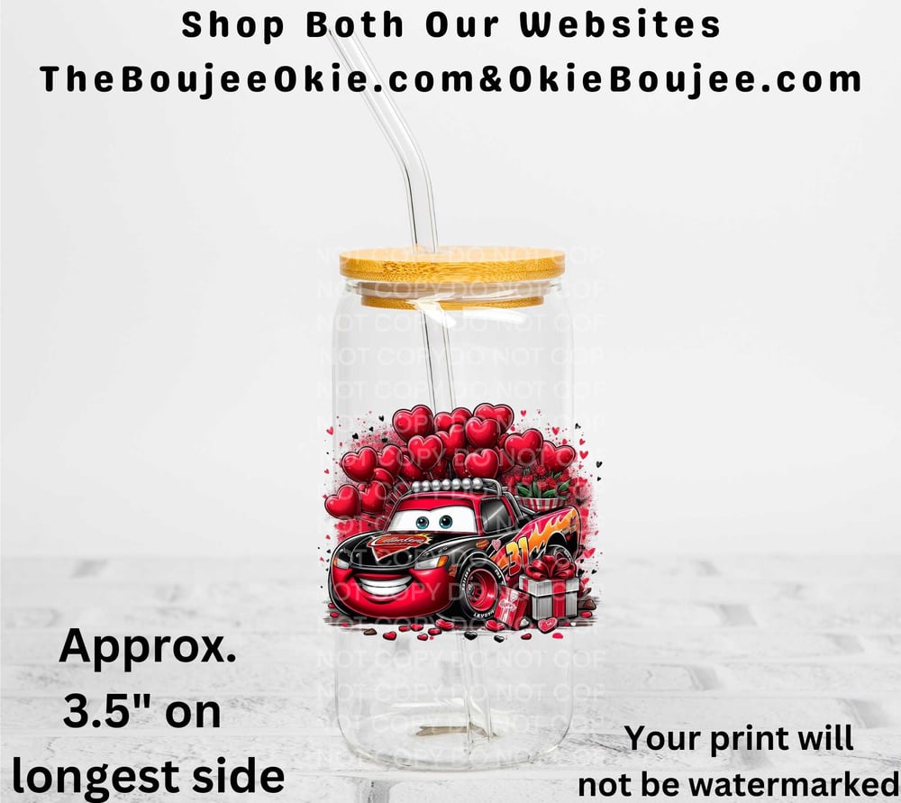 Image of Cars Valentine Uv Dtf Decal Double Sided T7