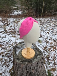 Image 2 of Upcycled Linen Twist Headband in Candy Pink