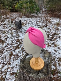 Image 3 of Upcycled Linen Twist Headband in Candy Pink