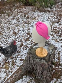 Image 1 of Upcycled Linen Twist Headband in Candy Pink