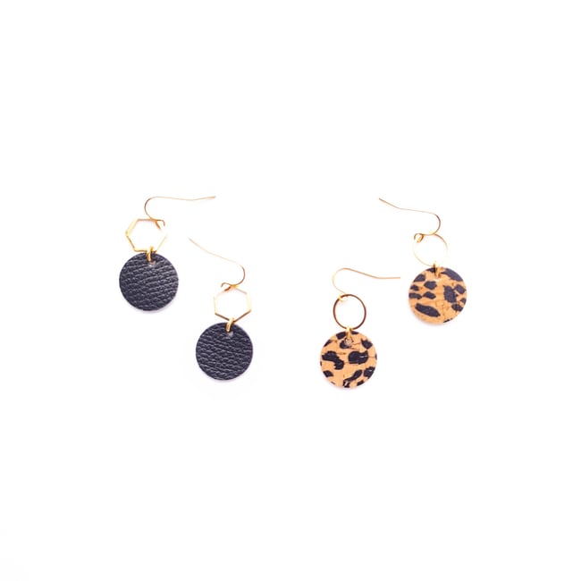 Zuri Black Leather Earrings 