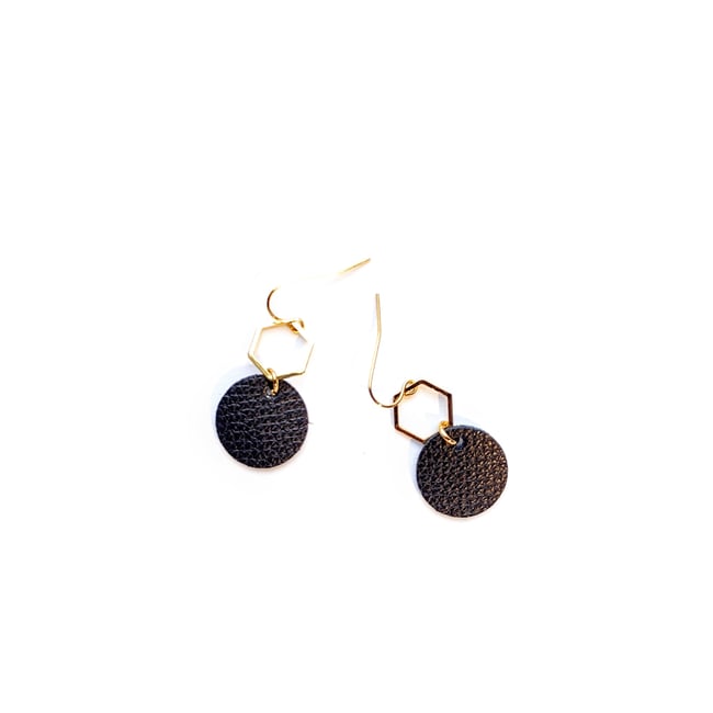 Zuri Black Leather Earrings 