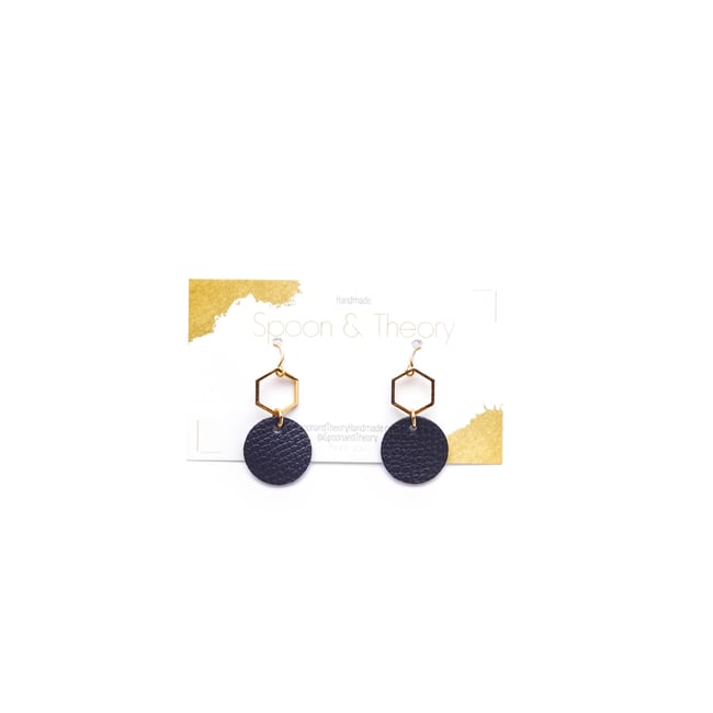 Zuri Black Leather Earrings 