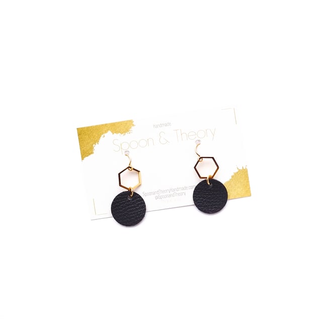 Zuri Black Leather Earrings 