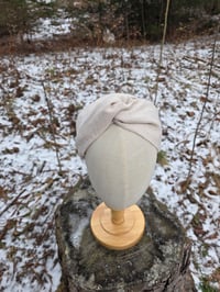 Image 2 of Upcycled Linen Twist Headband in Natural Flax