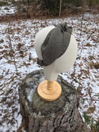 Image 2 of Linen Twist Headband in Forest Green 