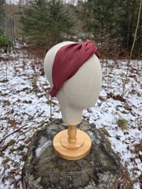 Image 2 of Burgundy Linen Twist Headband 