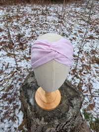 Image 1 of Upcycled Linen Twist Headband in Pink