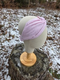 Image 2 of Upcycled Linen Twist Headband in Pink