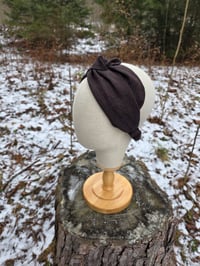 Image 2 of Brown Pinstripe Linen Twist Headband 