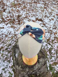 Image 4 of Navy & Roses Linen Twist Headband 