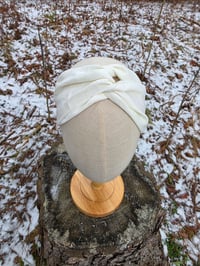 Image 1 of Upcycled Linen Twist Headband in White