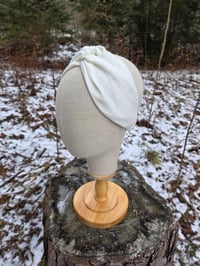 Image 3 of Upcycled Linen Twist Headband in White