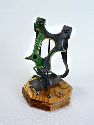 Image of Wooden Sling Shot, The Hooligan, Green Mountain Camo Spectraply, OOAK Catapult, OTF Slingshot