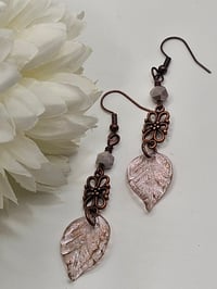 Image 1 of Rose Copper Leaf Earrings 