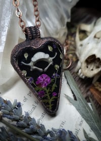 Image 2 of Piglet Vertebra and Floral Pendant - Purple