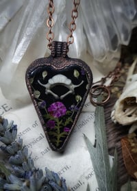 Image 1 of Piglet Vertebra and Floral Pendant - Purple