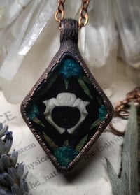 Image 3 of Piglet Vertebra and Floral Pendant - Blue