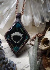 Image 5 of Piglet Vertebra and Floral Pendant - Blue