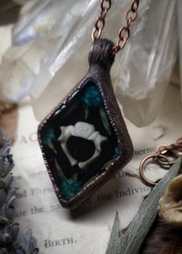 Image 2 of Piglet Vertebra and Floral Pendant - Blue