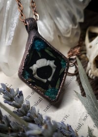 Image 4 of Piglet Vertebra and Floral Pendant - Blue