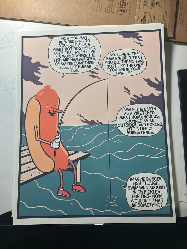 Image of Hot Dog Fishing print