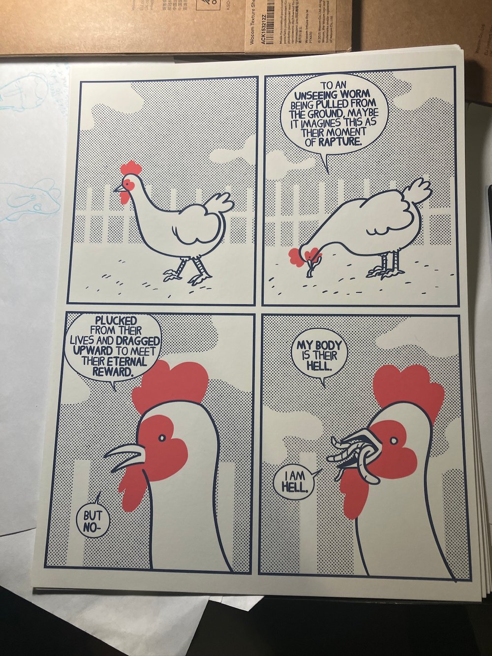 Image of Chicken Eating Worms print