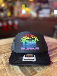 Black Trucker Hat with Rainbow Logo