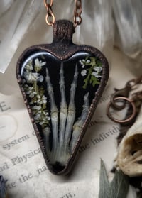 Image 3 of Rabbit Claw and Floral Heart Pendant 