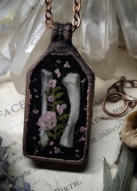 Image 3 of Piglet Bone and Floral Pendant - Pink