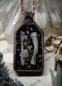 Image 5 of Piglet Bone and Floral Pendant - Pink