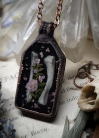 Image 2 of Piglet Bone and Floral Pendant - Pink