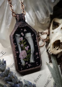 Image 4 of Piglet Bone and Floral Pendant - Pink